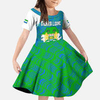 Sierra Leone Crest Family Matching Off Shoulder Maxi Dress and Hawaiian Shirt with National Coat of Arms and Flag Colors