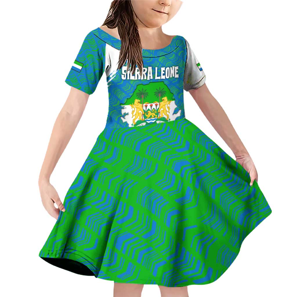 Sierra Leone Crest Family Matching Off Shoulder Short Dress and Hawaiian Shirt with National Coat of Arms and Flag Colors