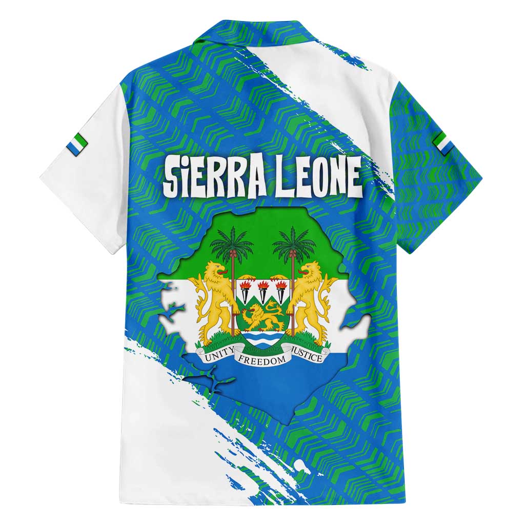 Sierra Leone Crest Family Matching Off Shoulder Short Dress and Hawaiian Shirt with National Coat of Arms and Flag Colors