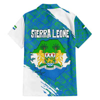 Sierra Leone Crest Family Matching Off Shoulder Short Dress and Hawaiian Shirt with National Coat of Arms and Flag Colors
