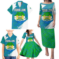 Sierra Leone Crest Family Matching Puletasi and Hawaiian Shirt with National Coat of Arms and Flag Colors