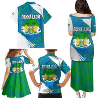 Sierra Leone Crest Family Matching Puletasi and Hawaiian Shirt with National Coat of Arms and Flag Colors