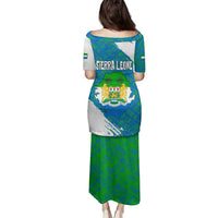Sierra Leone Crest Family Matching Puletasi and Hawaiian Shirt with National Coat of Arms and Flag Colors