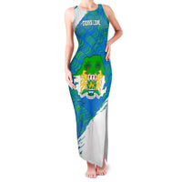 Sierra Leone Crest Family Matching Tank Maxi Dress and Hawaiian Shirt with National Coat of Arms and Flag Colors