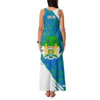 Sierra Leone Crest Family Matching Tank Maxi Dress and Hawaiian Shirt with National Coat of Arms and Flag Colors