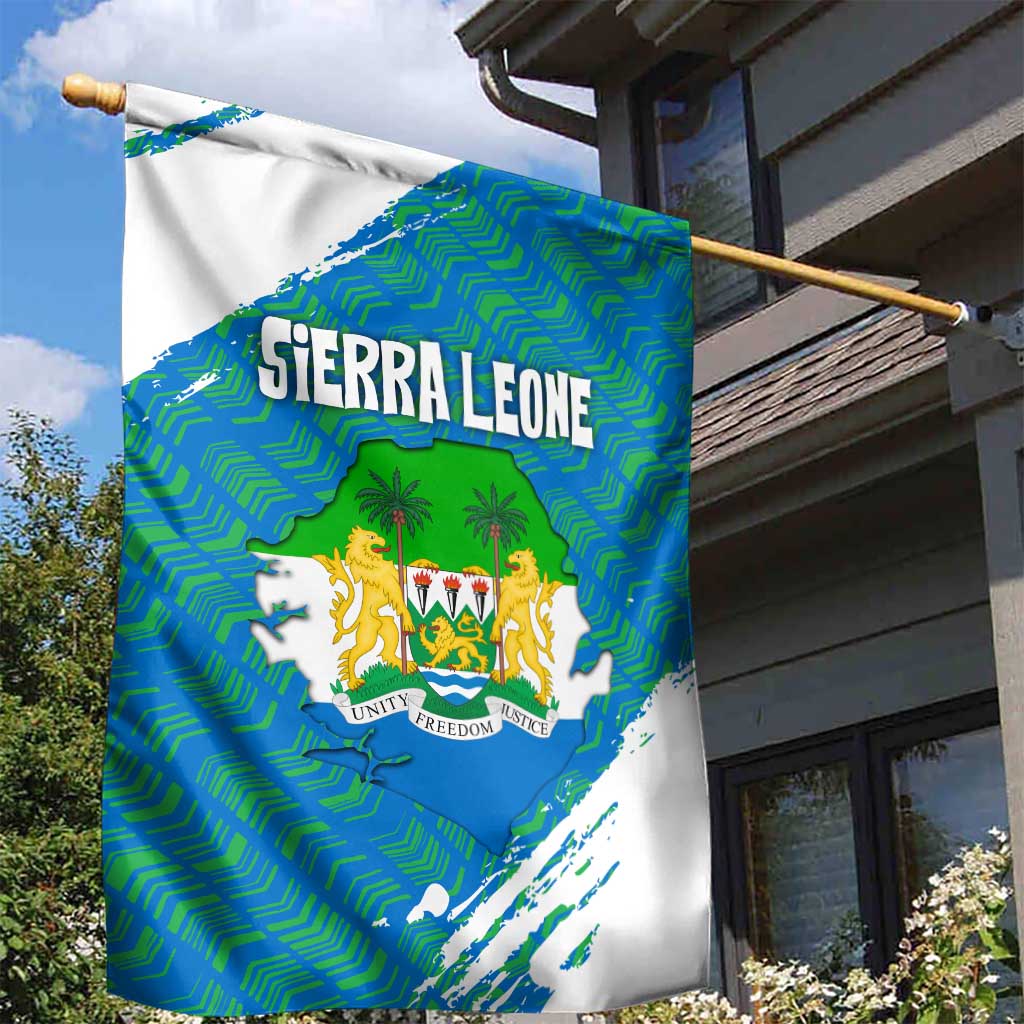 Sierra Leone Crest Garden Flag with National Coat of Arms and Flag Colors