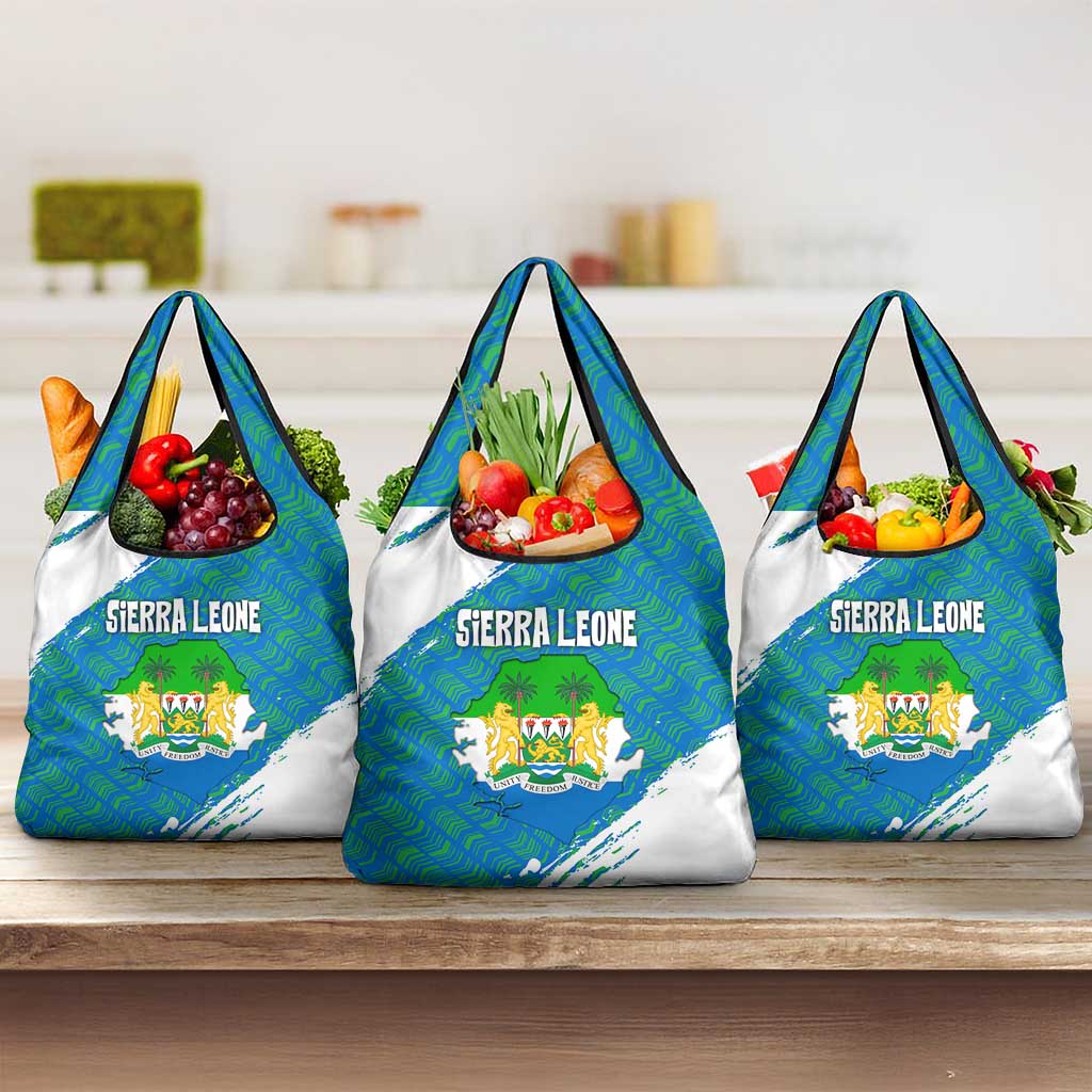Sierra Leone Crest Grocery Bag with National Coat of Arms and Flag Colors