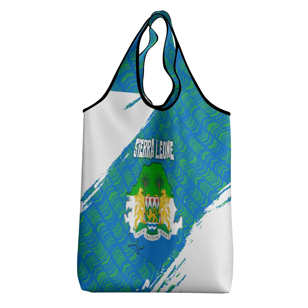 Sierra Leone Crest Grocery Bag with National Coat of Arms and Flag Colors