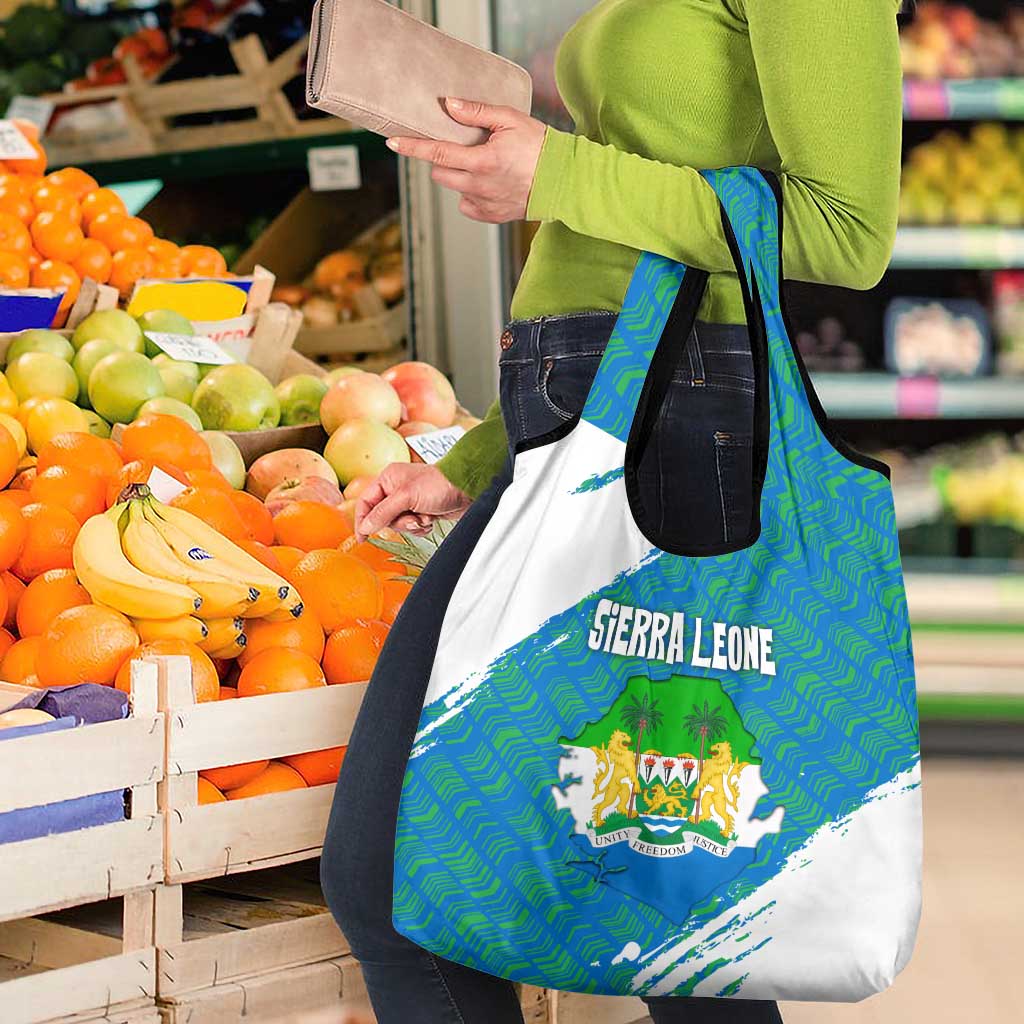 Sierra Leone Crest Grocery Bag with National Coat of Arms and Flag Colors