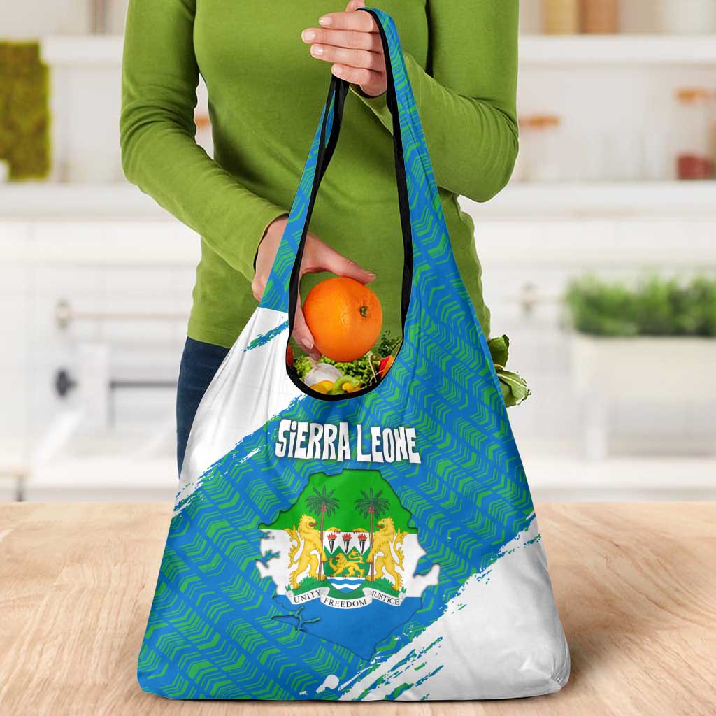 Sierra Leone Crest Grocery Bag with National Coat of Arms and Flag Colors