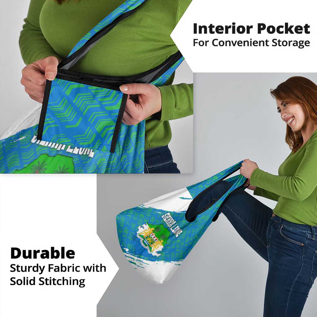 Sierra Leone Crest Grocery Bag with National Coat of Arms and Flag Colors