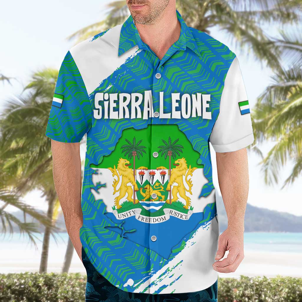 Sierra Leone Crest Hawaiian Shirt with National Coat of Arms and Flag Colors