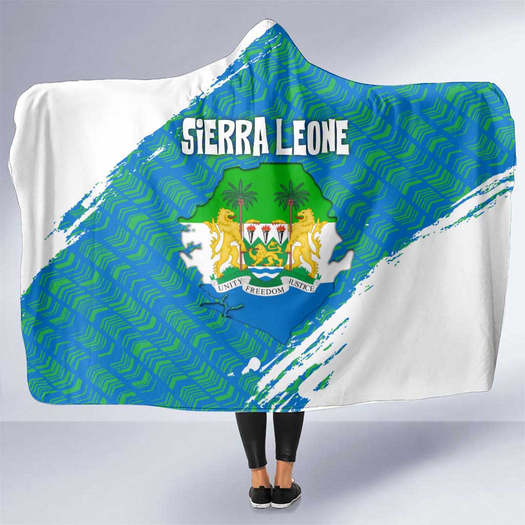 Sierra Leone Crest Hooded Blanket with National Coat of Arms and Flag Colors