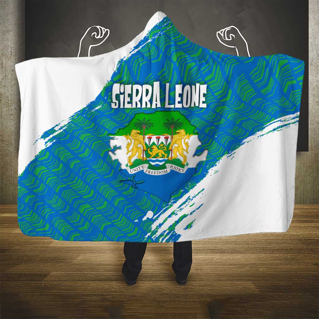 Sierra Leone Crest Hooded Blanket with National Coat of Arms and Flag Colors