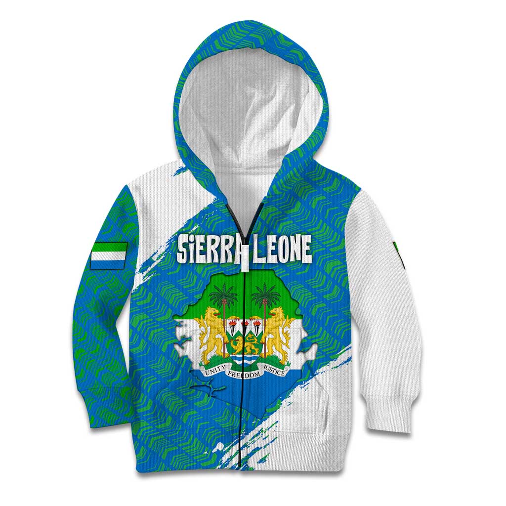 Sierra Leone Crest Kid Hoodie with National Coat of Arms and Flag Colors