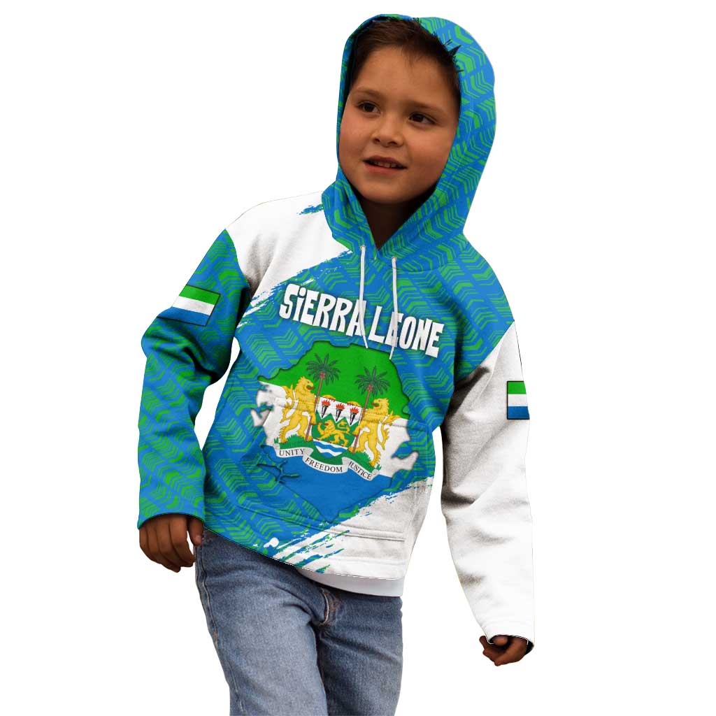Sierra Leone Crest Kid Hoodie with National Coat of Arms and Flag Colors
