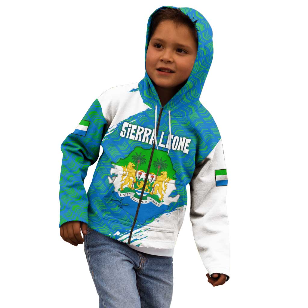 Sierra Leone Crest Kid Hoodie with National Coat of Arms and Flag Colors