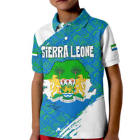 Sierra Leone Crest Kid Polo Shirt with National Coat of Arms and Flag Colors