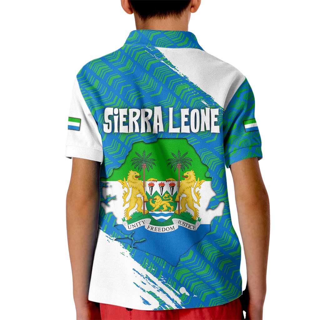 Sierra Leone Crest Kid Polo Shirt with National Coat of Arms and Flag Colors