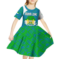 Sierra Leone Crest Kid Short Sleeve Dress with National Coat of Arms and Flag Colors