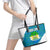 Sierra Leone Crest Leather Tote Bag with National Coat of Arms and Flag Colors
