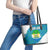 Sierra Leone Crest Leather Tote Bag with National Coat of Arms and Flag Colors