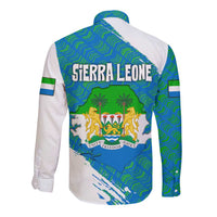 Sierra Leone Crest Long Sleeve Button Shirt with National Coat of Arms and Flag Colors