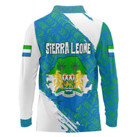Sierra Leone Crest Long Sleeve Polo Shirt with National Coat of Arms and Flag Colors