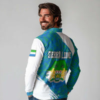 Sierra Leone Crest Long Sleeve Polo Shirt with National Coat of Arms and Flag Colors