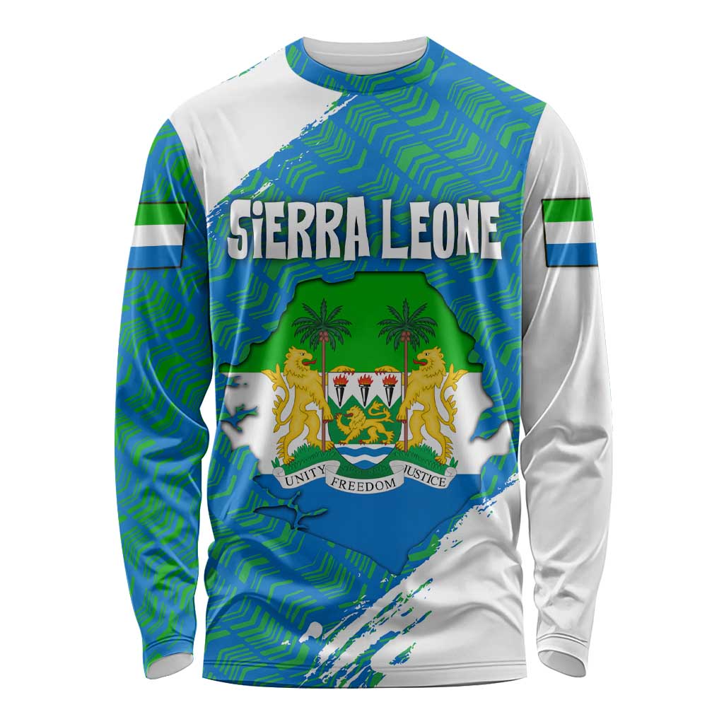 Sierra Leone Crest Long Sleeve Shirt with National Coat of Arms and Flag Colors