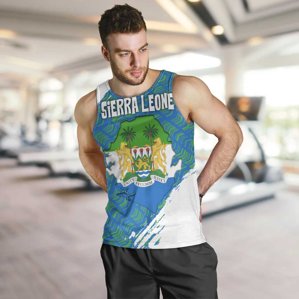 Sierra Leone Crest Men Tank Top with National Coat of Arms and Flag Colors