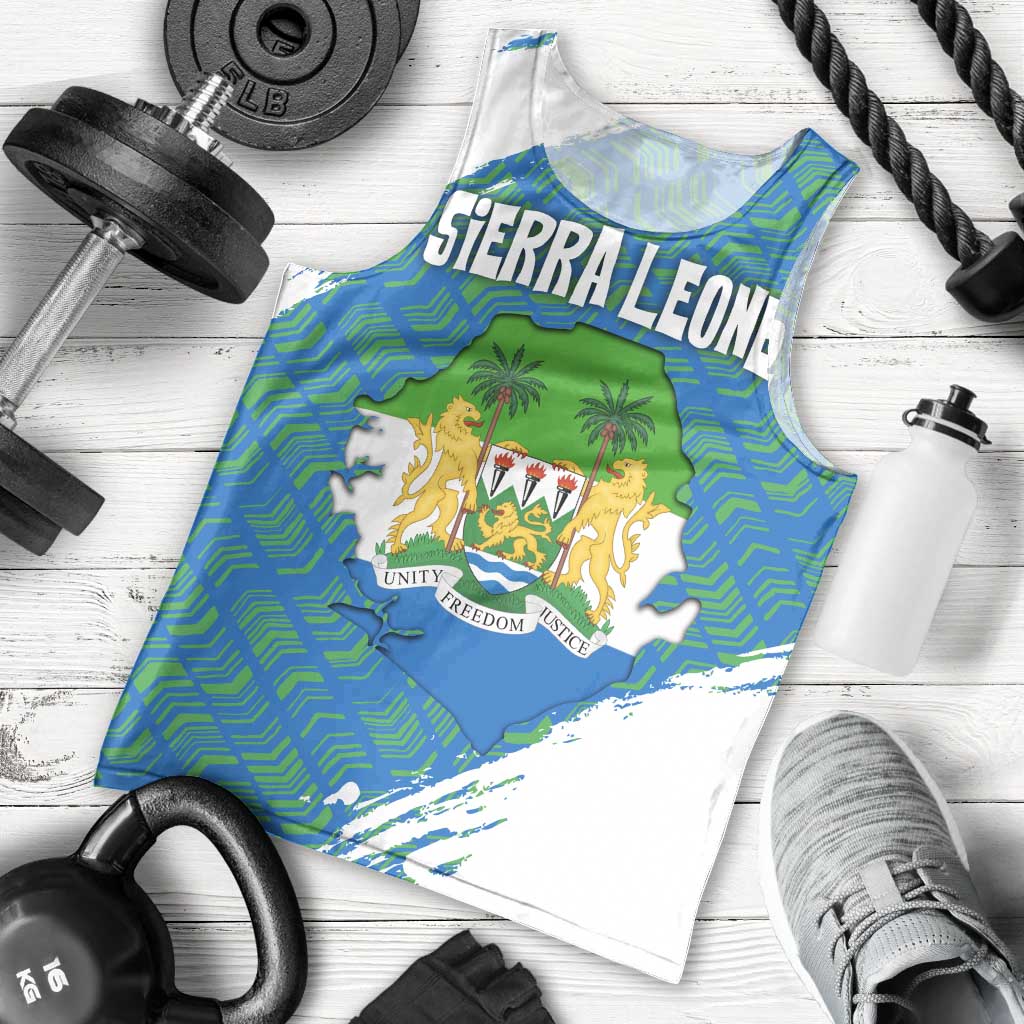 Sierra Leone Crest Men Tank Top with National Coat of Arms and Flag Colors