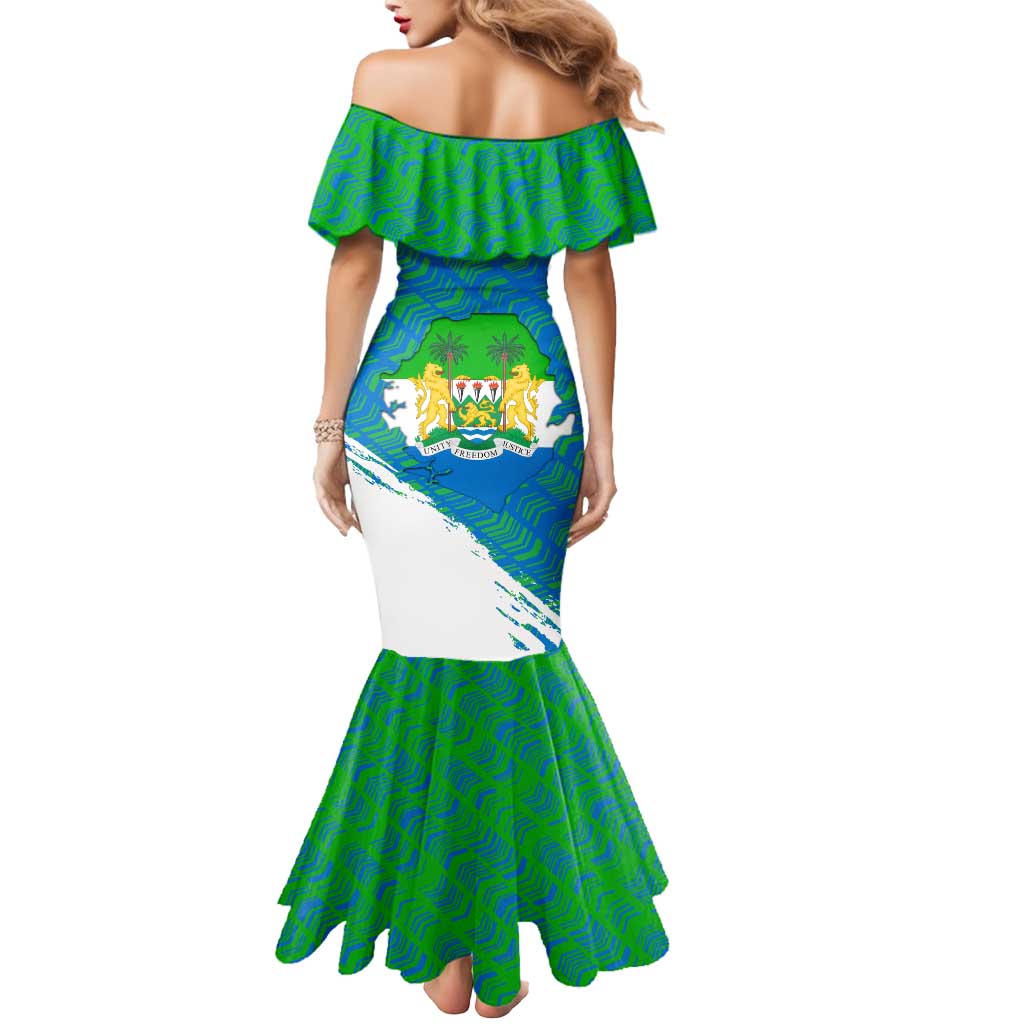 Sierra Leone Crest Mermaid Dress with National Coat of Arms and Flag Colors