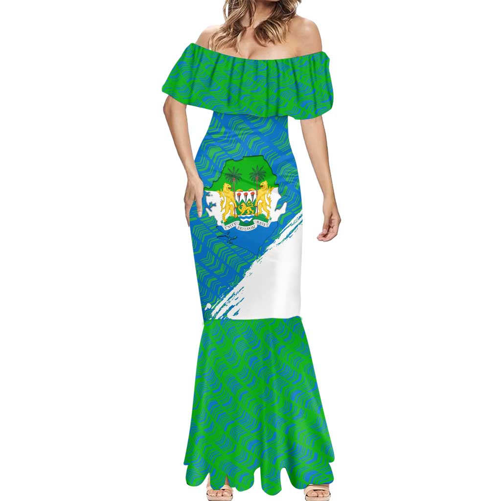 Sierra Leone Crest Mermaid Dress with National Coat of Arms and Flag Colors