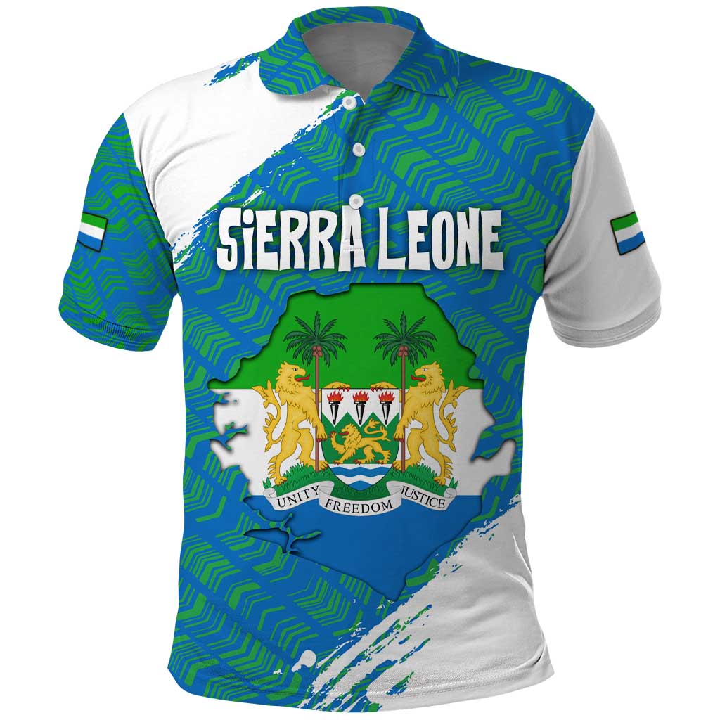 Sierra Leone Crest Polo Shirt with National Coat of Arms and Flag Colors