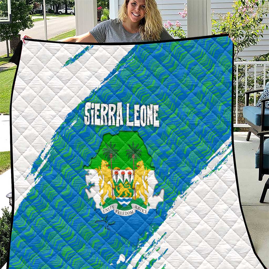Sierra Leone Crest Quilt with National Coat of Arms and Flag Colors