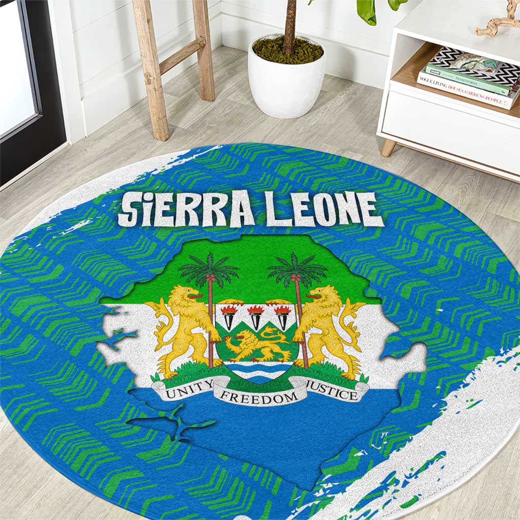 Sierra Leone Crest Round Carpet with National Coat of Arms and Flag Colors