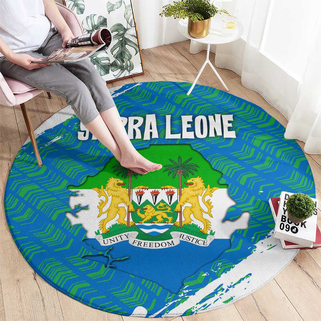 Sierra Leone Crest Round Carpet with National Coat of Arms and Flag Colors