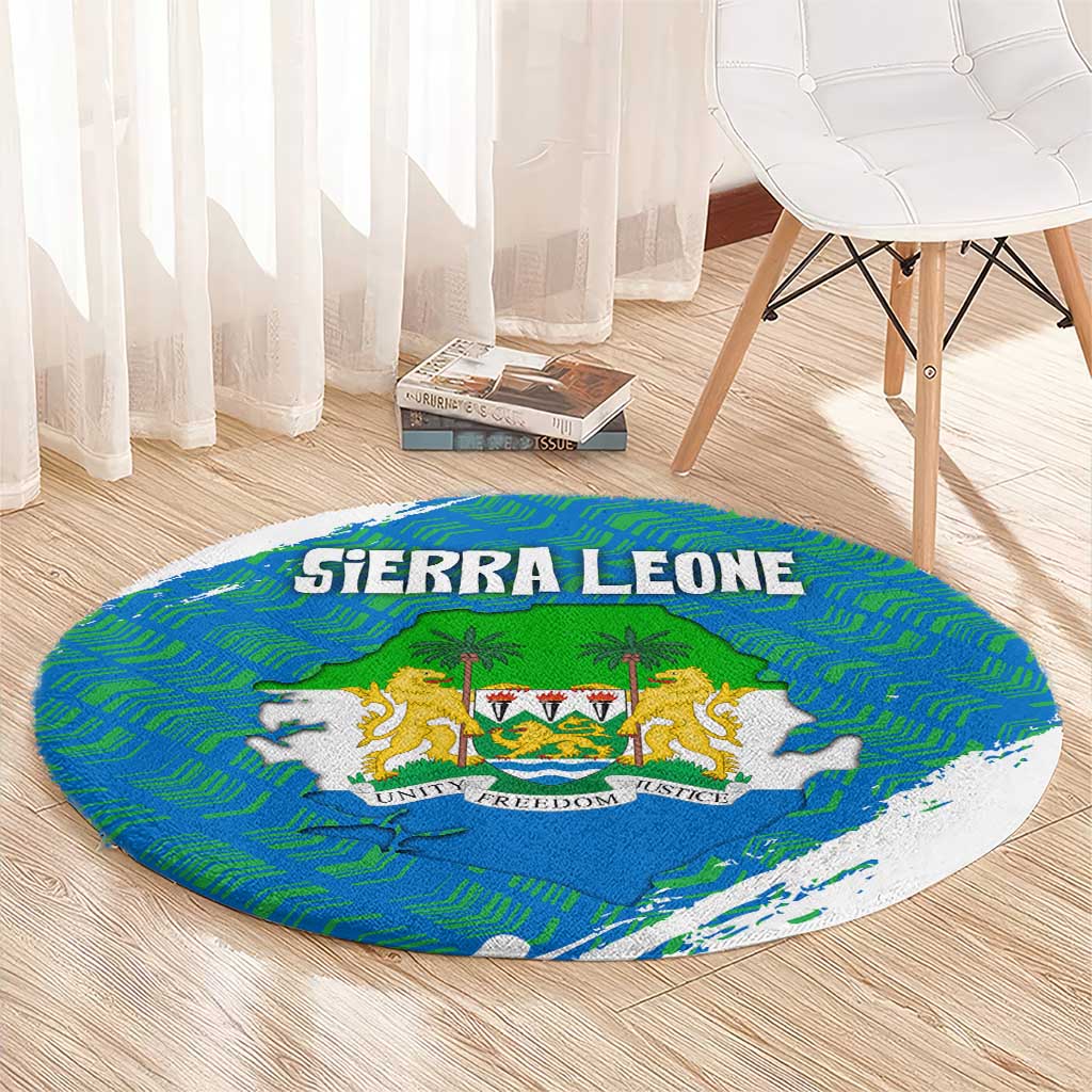 Sierra Leone Crest Round Carpet with National Coat of Arms and Flag Colors