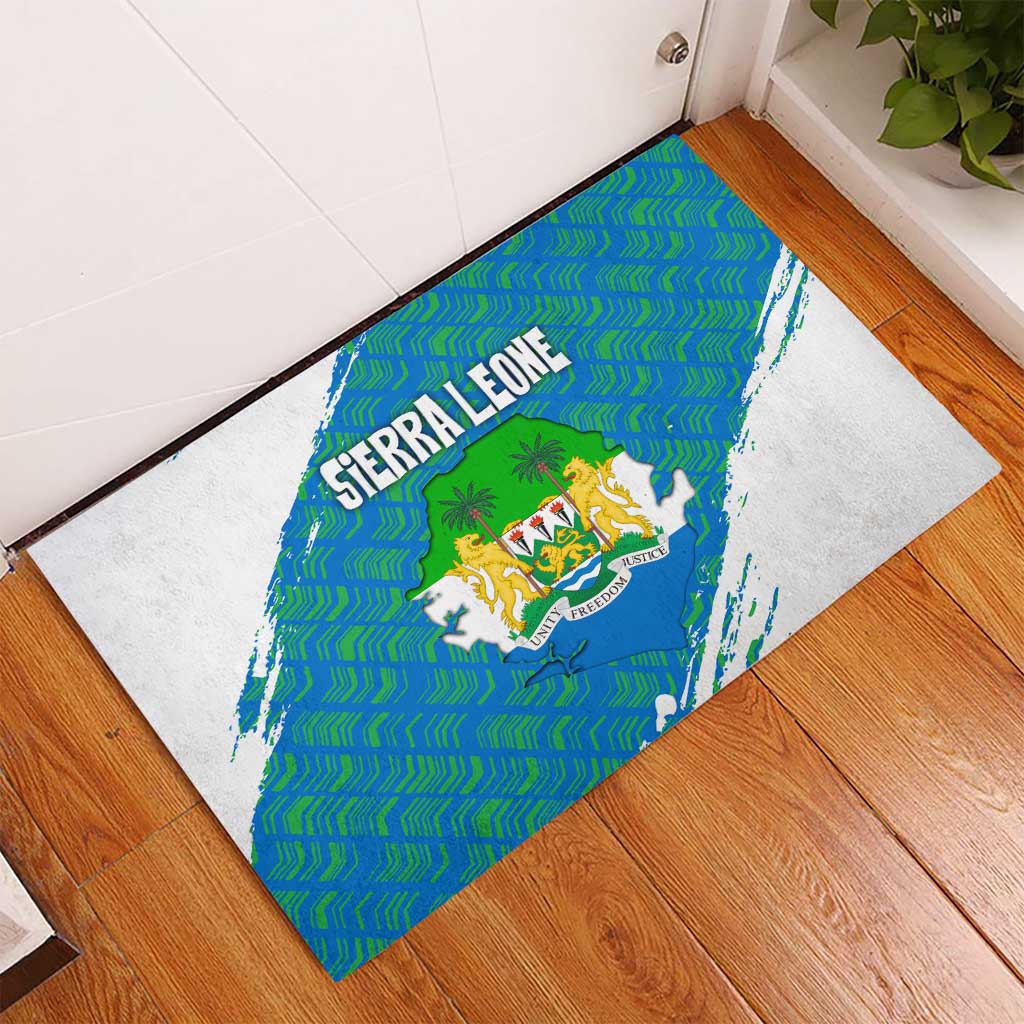 Sierra Leone Crest Rubber Doormat with National Coat of Arms and Flag Colors