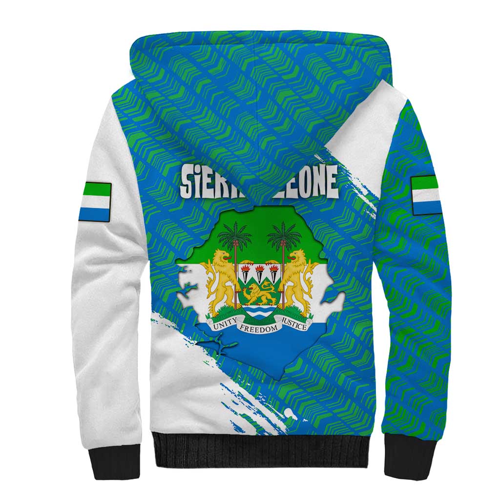 Sierra Leone Crest Sherpa Hoodie with National Coat of Arms and Flag Colors