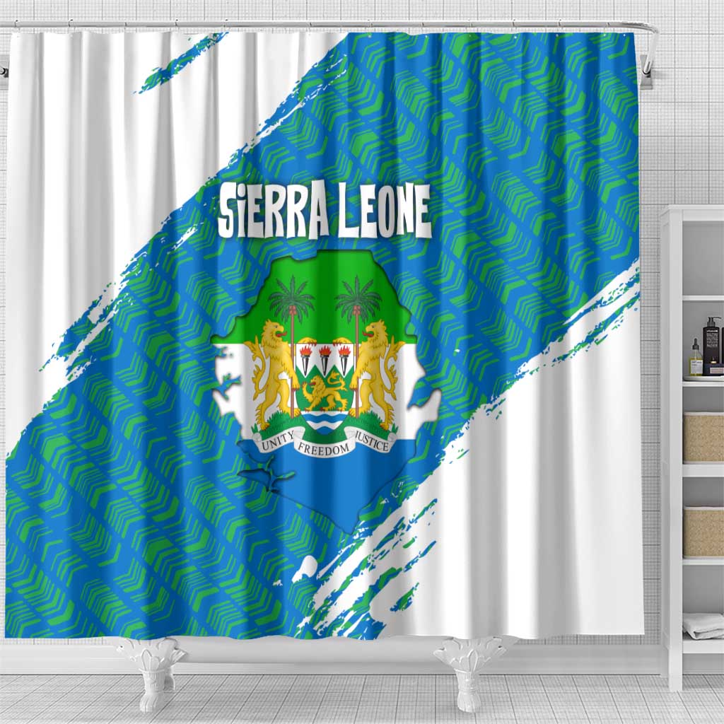 Sierra Leone Crest Shower Curtain with National Coat of Arms and Flag Colors
