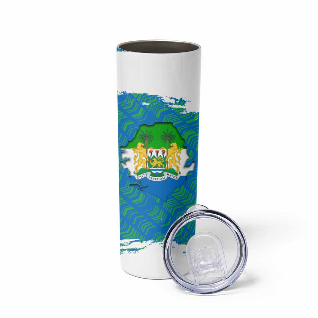 Sierra Leone Crest Skinny Tumbler with National Coat of Arms and Flag Colors