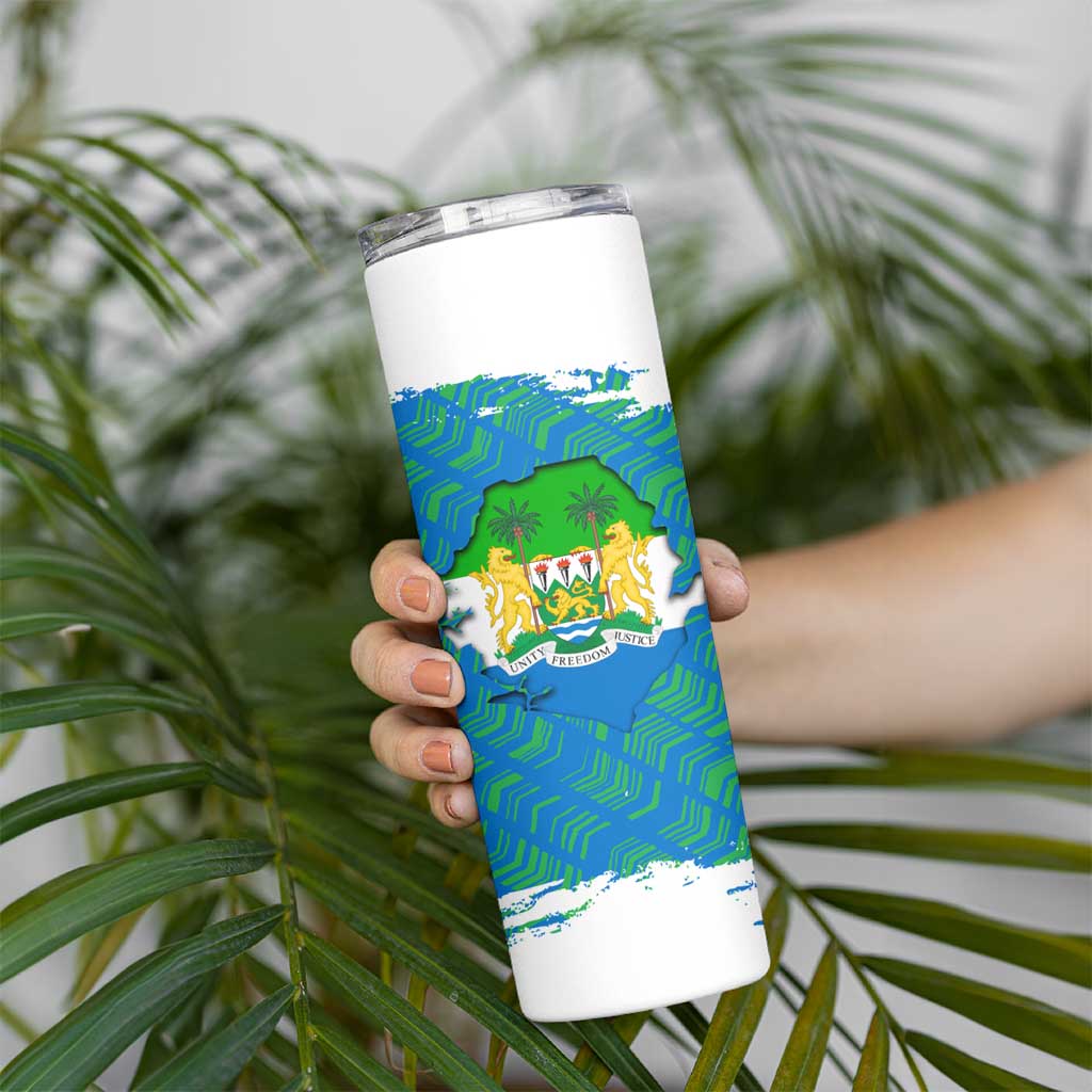 Sierra Leone Crest Skinny Tumbler with National Coat of Arms and Flag Colors