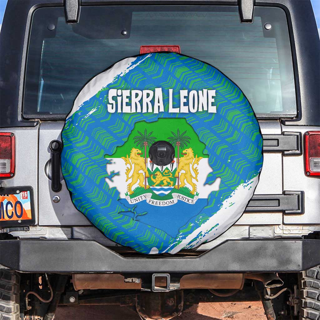 Sierra Leone Crest Spare Tire Cover with National Coat of Arms and Flag Colors