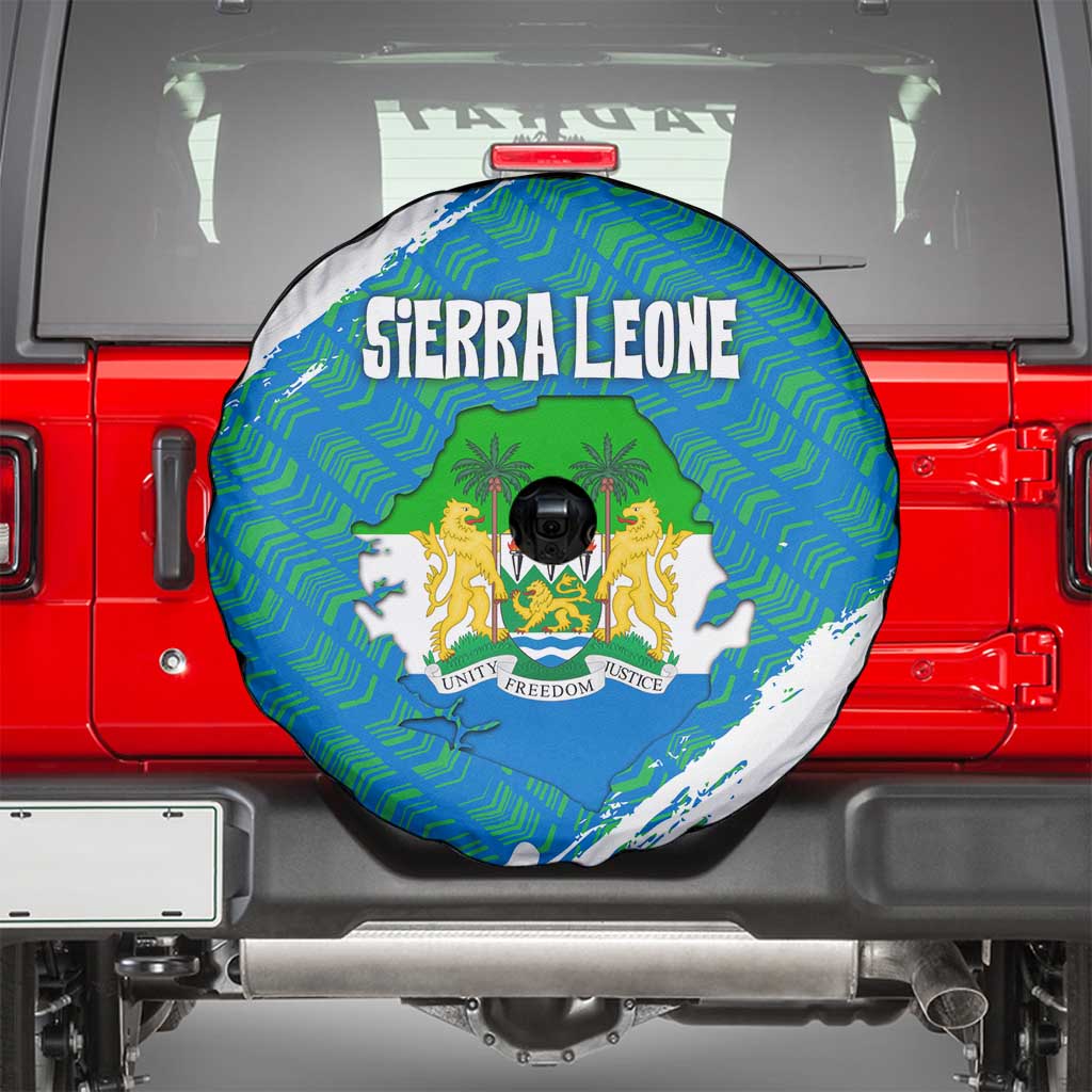 Sierra Leone Crest Spare Tire Cover with National Coat of Arms and Flag Colors