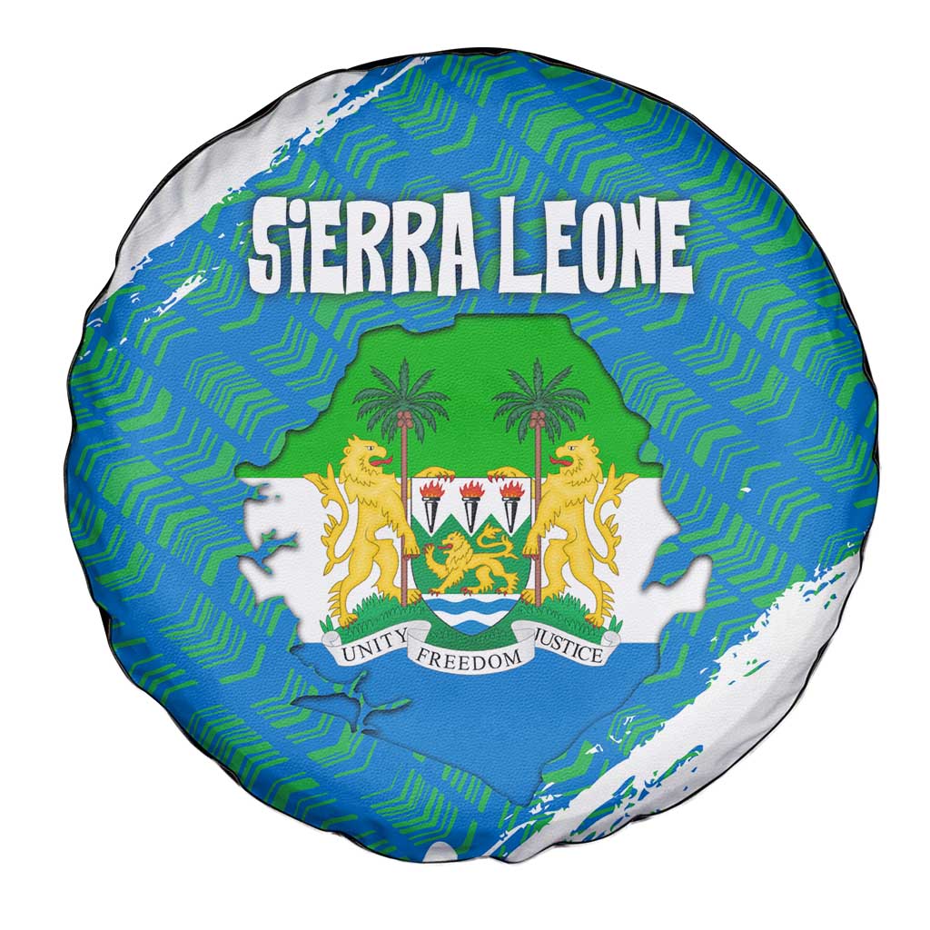 Sierra Leone Crest Spare Tire Cover with National Coat of Arms and Flag Colors