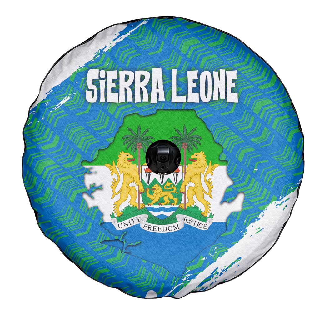 Sierra Leone Crest Spare Tire Cover with National Coat of Arms and Flag Colors