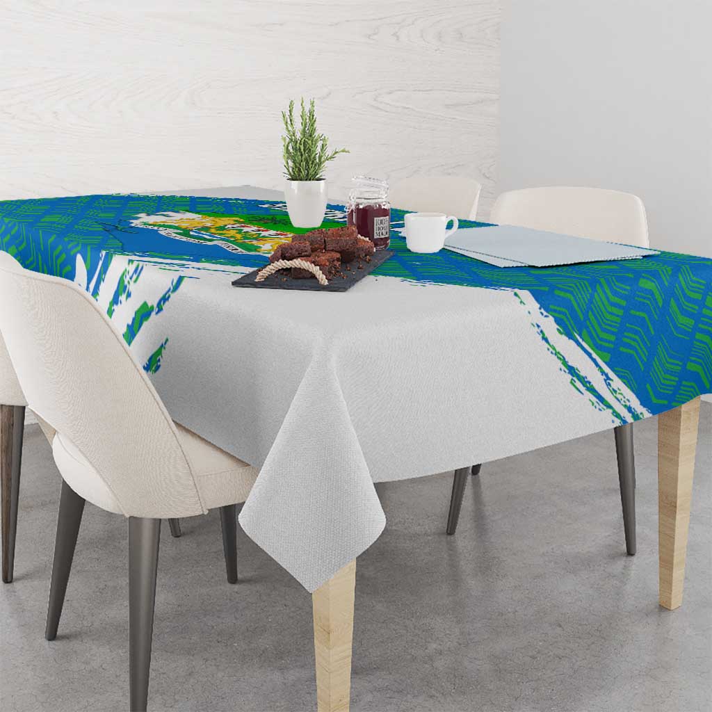 Sierra Leone Crest Tablecloth with National Coat of Arms and Flag Colors