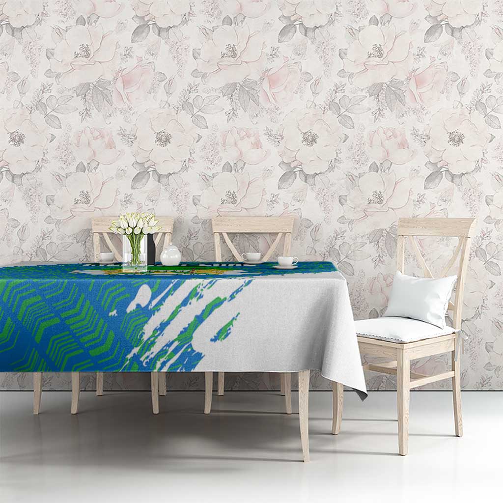 Sierra Leone Crest Tablecloth with National Coat of Arms and Flag Colors